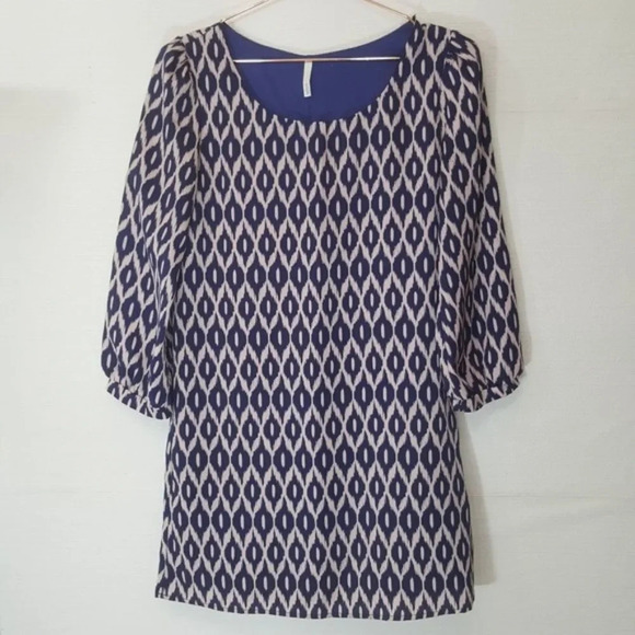 SAGE | Blue Blush Pink Ikat Dress Small - Picture 3 of 4